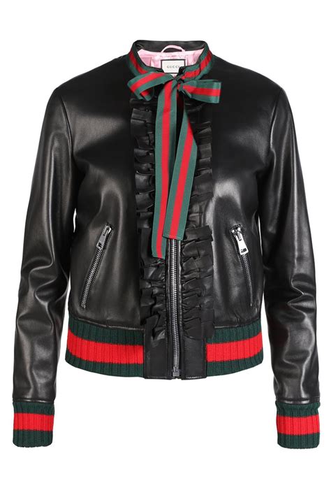 gucci women's burgundy bomber leather jacket|gucci web black leather jacket.